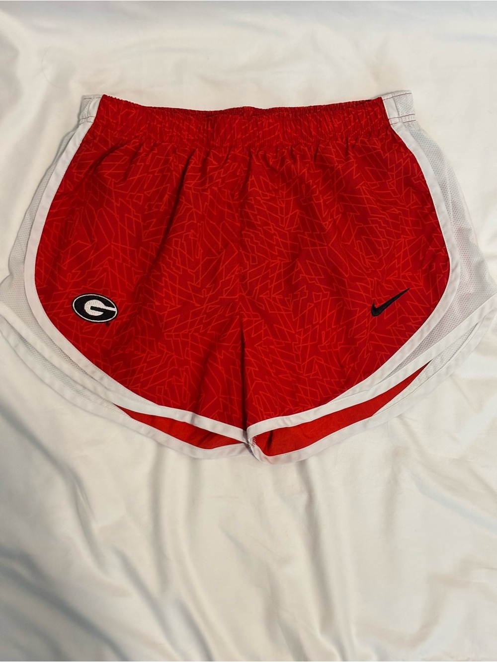 Nike Red and White Women's Athletic Shorts with Georgia Logo